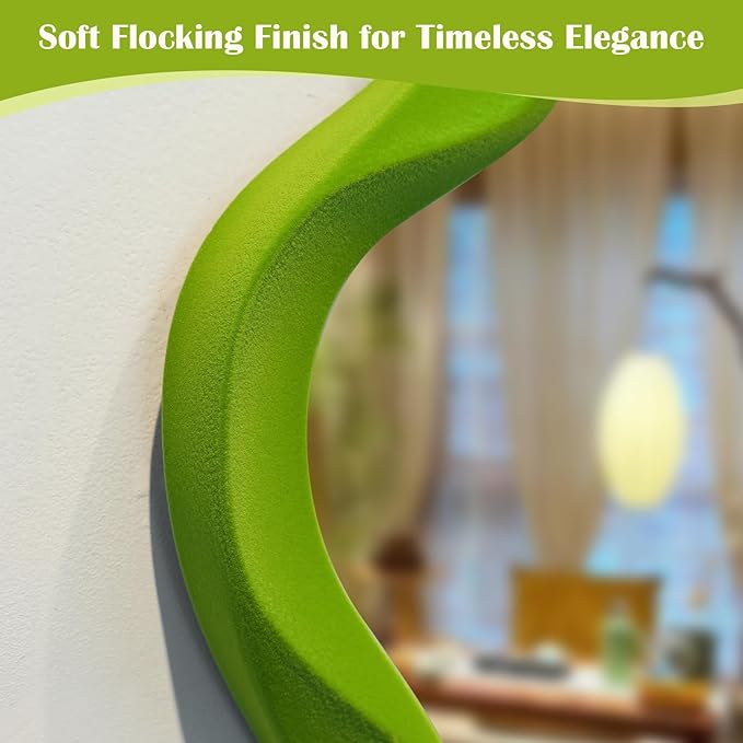 Green Wall Mirror Decor for Hallway Entryway, Large 13.8x29.7 Asymmetrical Decorative Mirrors for Home Office Living Room, Funky Home Decor for Housewarming Christmas Wedding Gift (Lawn Green)