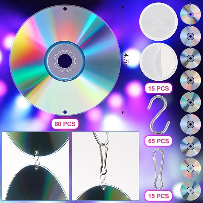 Kingdder 15 Packs 90's Party Decorations CD Disco Hanging Decor 90s Retro Disc Hanging Garlands Y2k 2000s Cutouts Banners Musical Wall Decor Sign for 1990s 2000s Theme Birthday Party Favors Supplies
