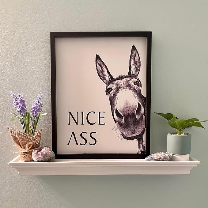 Heiple Framed Bathroom Art Bathroom Wall Decor Farmhouse Home Decor Sets Vintage Funny Wall Art Signs (Black, 12"x16")
