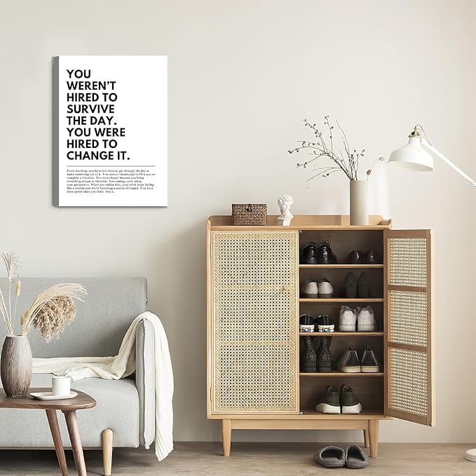 You Were Hired to Change It Motivational canvas Wall Art Empowering Quote wall decoration pictures Inspirational Poster Prints for Office Desk Classroom Home Decor Framed