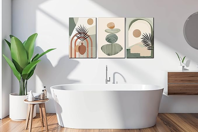 ZHAOSHOP Boho Room-Decor For Bedroom - Green Canvas Art Wall Decor - Modern Minimalist Wall Art Picture On Canvas Size 24" x 16"x 3 Pieces