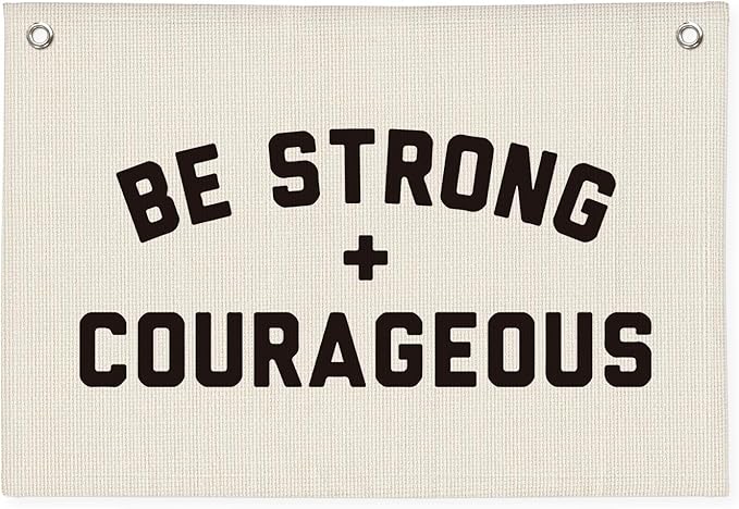 Be Strong And Courageous Banner, Christian Inspirational Wall Decor, Boys Room Bible Verse Motivational Wall Hanging Banner Flag Decor for Nursery Toddler Kids Room 20x30 Inch