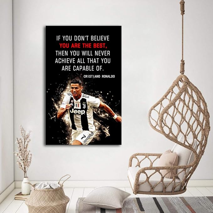 AMART SUN Football Sports Decor • Superstar Quote Poster Inspirational Canvas Wall Art • Motivational Artwork Modern Home Decor For Home,Office,Gym,Classroom Wall Decor Framed Ready to Hang