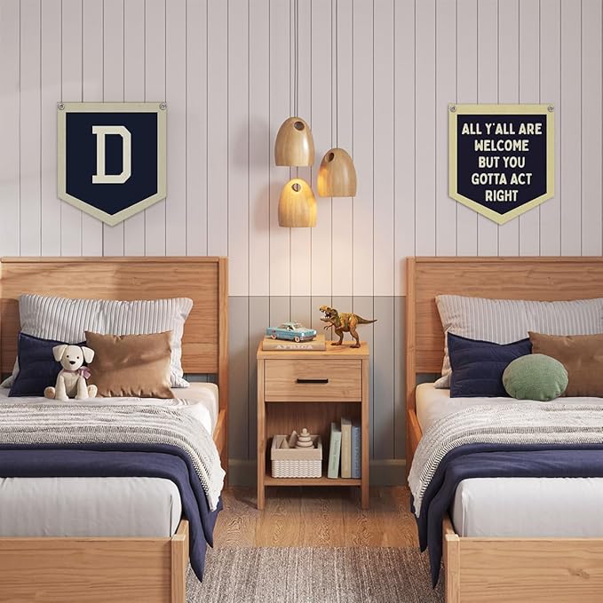 Lacama Toddler Boys Room Decor Name Pennant Flag,Vintage Baby Boy Nursery Wall Art,Name Sign for Toddler Bedroom Playroom Kidsroom,Baby Boy Gifts,Letter D 12x14 in