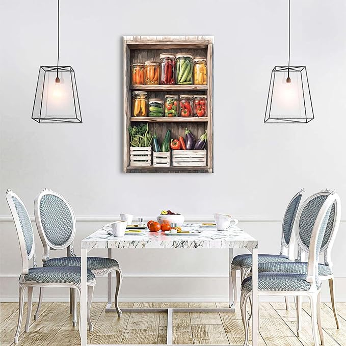 BL BORLINART Kitchen Canvas Wall Art Colorful Food Wall Decor for Dinner Room Decorations Farmhouse Vintage Herb Mason Jar Picture Prints Poster Abstract Spices Seasoning Painting Artwork Decor 24x36