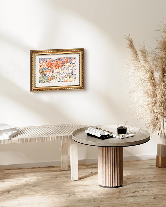 VIYYIEA Gold Framed Impressionist Wildflower Field Floral Canvas Wall Art, Vibrant Meadow Landscape - Elegant Home Decor for Bedroom and Living Room | No Glass Glare-Free Design | 11x14 Inch