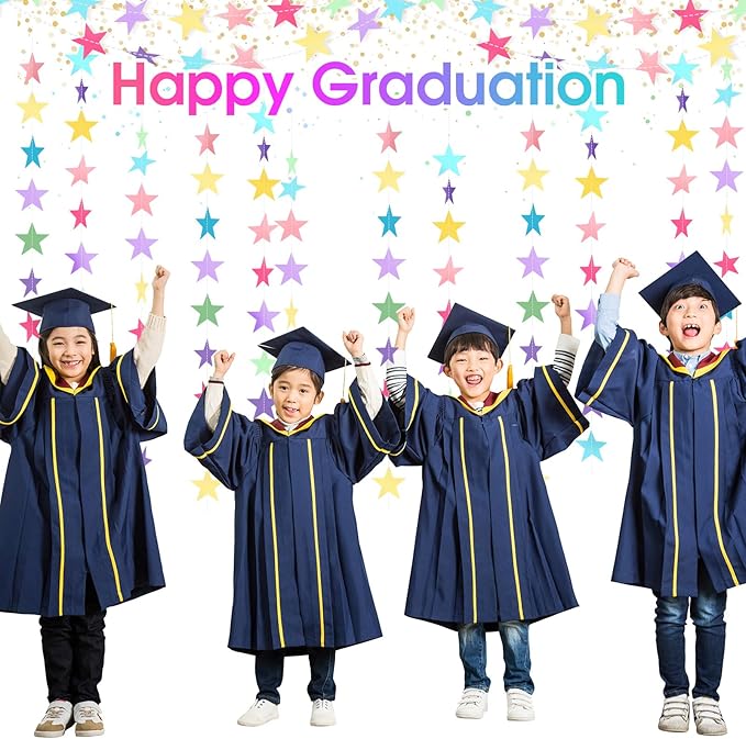 Patelai Glitter Star Garland Banner 2026 Graduation Decor 130 Feet Star Hanging Banner Twinkle Backdrop for Party Birthday Classroom Wedding Supplies(Macaron Color)
