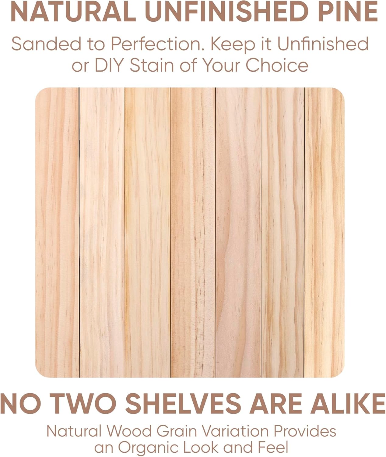 Homeforia Wood 48 inch Floating Shelf, High End Solid Natural Wood 48inch Floating Shelves for Wall Mounted, Unfinished Wooden Large Floating Shelves, Heavy Duty Bracket, 48 X 6.5 X 1.75 in, Set of 2