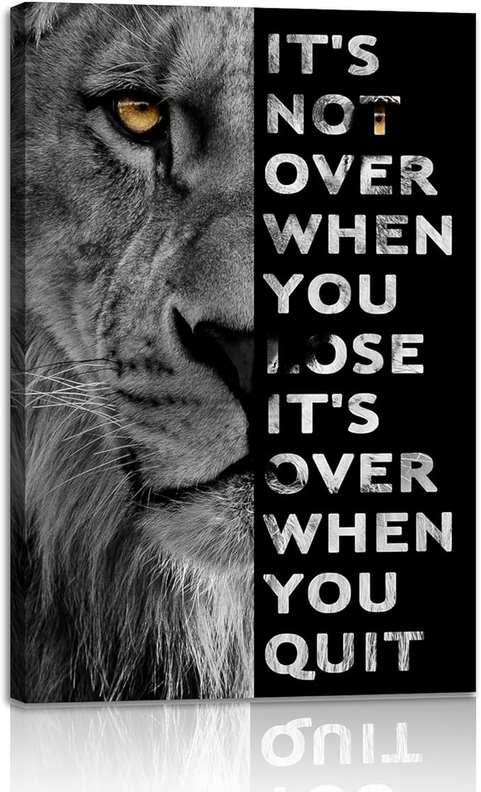 Never Give Up Motivational Print Canvas Wall Art • Success Printing Gallery Wrap • Inspirational Poster Artwork Modern Home Decor For Home,Office,Gym,Classroom Wall Decor Framed Ready to Hang
