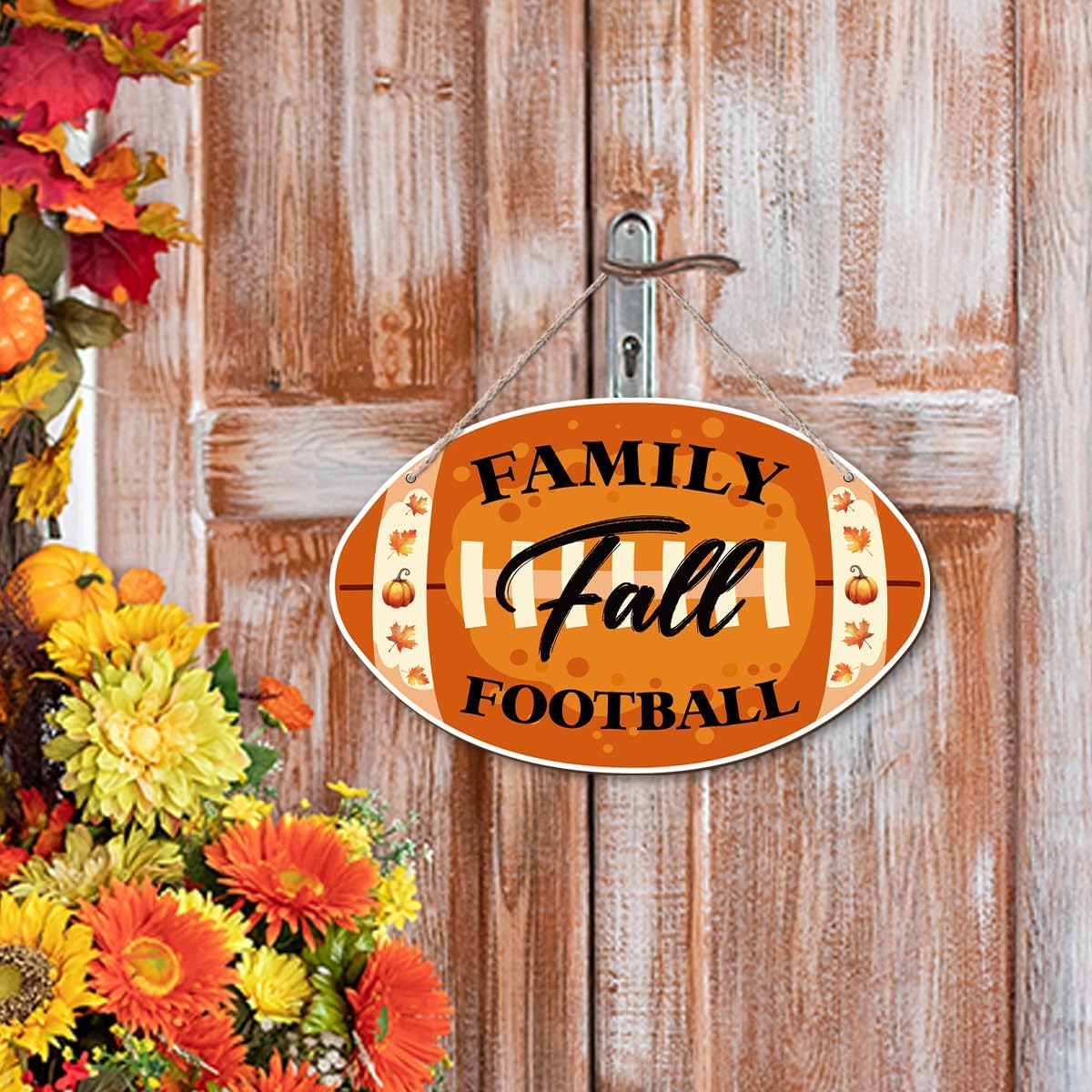Autumn Wooden Signs, Rustic Thanksgiving Decoration, Home Interior And Exterior Decor, Autumn Harvest Thanksgiving Home Decor (Football), Housewarming Gift