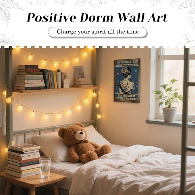 HYBLOM Inspirational Quote Motivational Wall Art - Hippie Boho Home Decor Sign - Positive Encouragement Gifts for Women Girls Office Bedroom Poster Vintage Metal Tin Signs 12x8 Inches