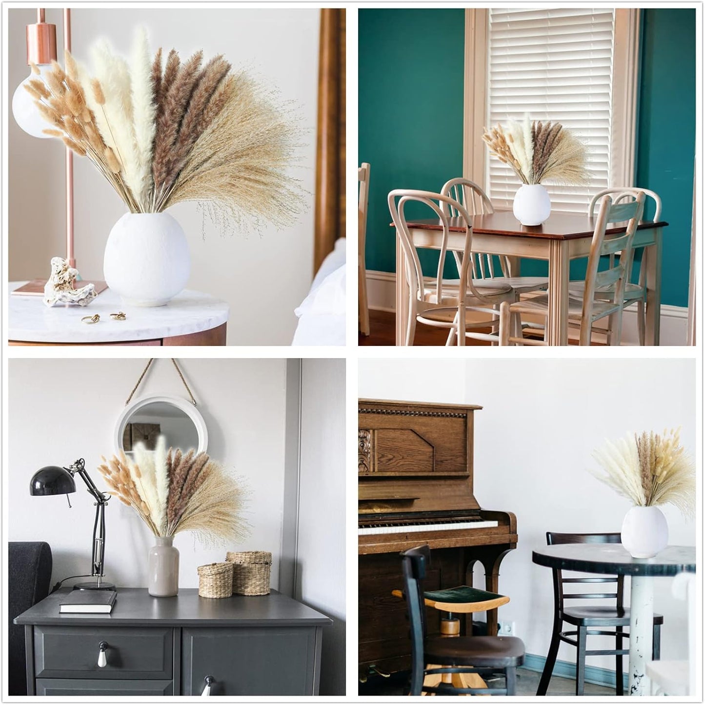 240 PCS Dried Flower Bouquet – Pampas Grass, Floral Decor for Home, Wedding, and Boho Style | Perfect for Vases, Fall, Spring, Summer, and Winter Arrangements