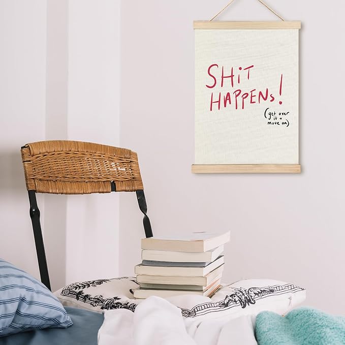 LZYRF Funny Inspirational Wall Art Poster Framed, Minimalist Humorous Motivational Canvas Prints Wall Decor for Home Bedroom Living Room Office Bathroom, 12x16 Inch