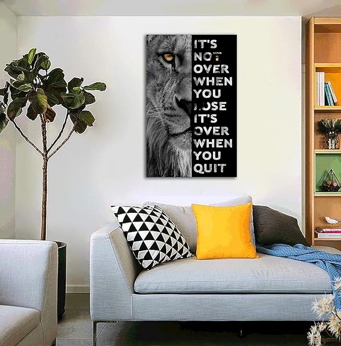 Never Give Up Motivational Print Canvas Wall Art • Success Printing Gallery Wrap • Inspirational Poster Artwork Modern Home Decor For Home,Office,Gym,Classroom Wall Decor Framed Ready to Hang