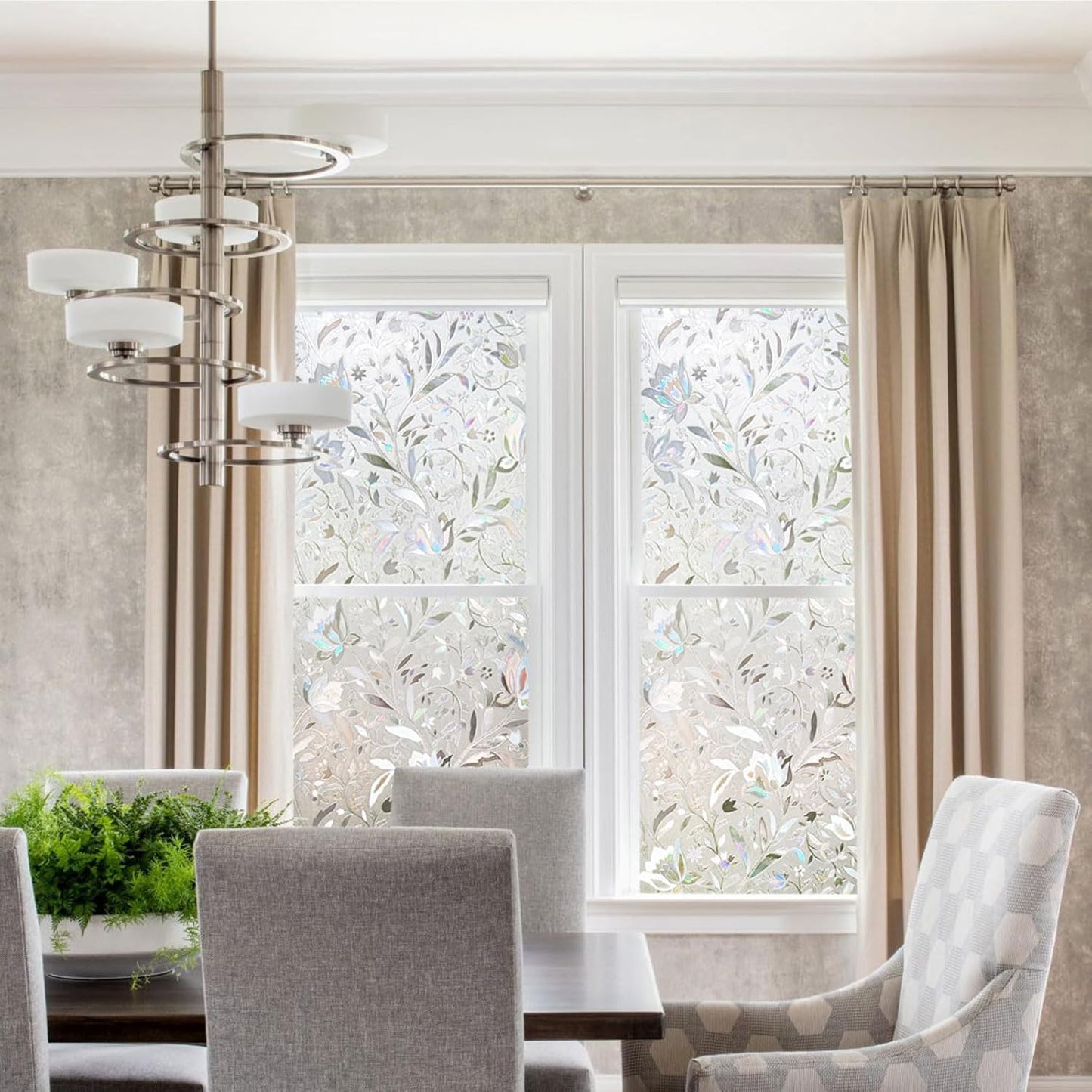 Kromapolis Window Film Privacy Frosted, Stained Glass Decorative Film, Static Window Clings, Non-Adhesive, No-Glue (35.4 x 78.7 inch)