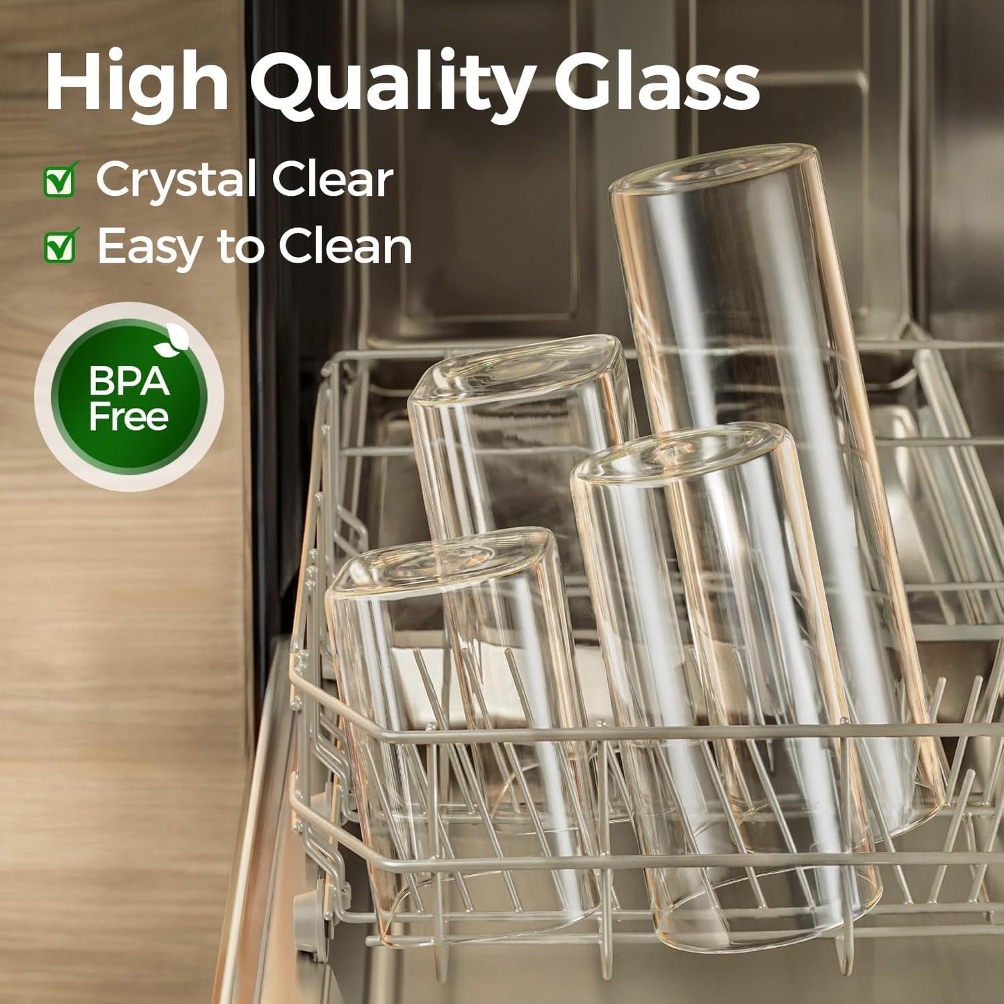 ComSaf 1.2 QT Glass Storage Containers with Lids, Glass Jars with Lids, Clear Food Jar, Square Canister Set of 6, Pantry Organizers and Storage for Cookie Flour Oat Pasta Tea Coffee Bean