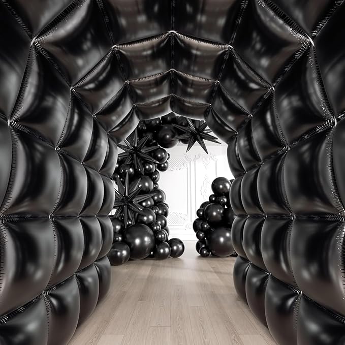 36pcs Black Square Foil Balloons Wall Backdrop with 79pcs Balloon Garland Arch Kit, Double Sided Balloons Set for Birthday Bridal Shower Anniversary New Year Graduation Party Decorations