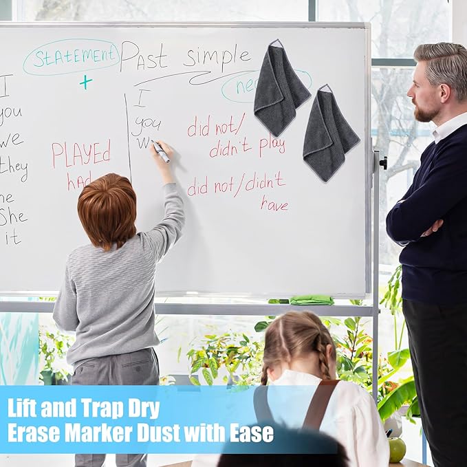 4 Pack Magnetic Cleaning Cloth Microfiber Dry Erase Eraser Board Cleaner Washable Whiteboard Cleaning Cloth Erasers for Blackboards Chalkboards Glassboards Home Office Gray 9.5'' x 9.5''