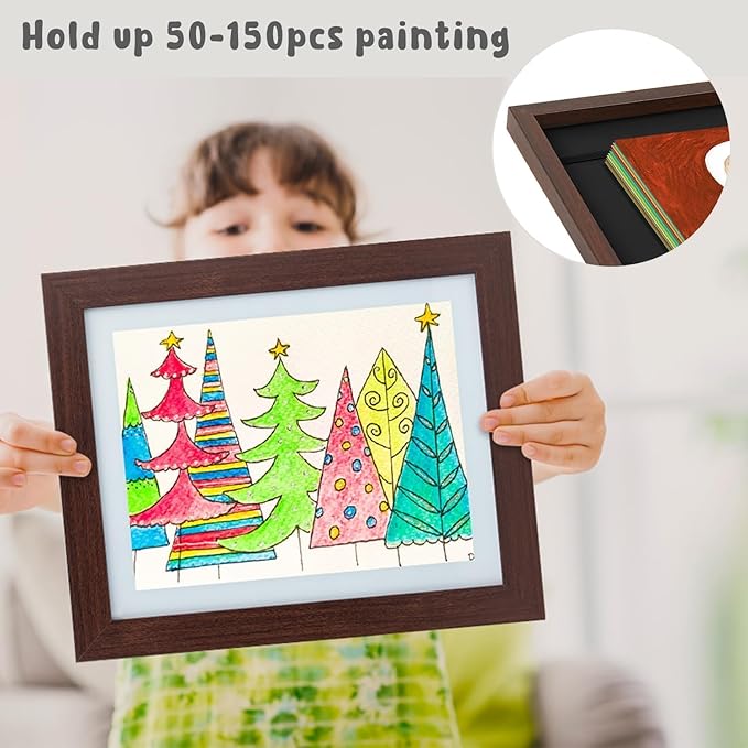 Golden State Art, 10x12.5 Kids Art Frames, Front-Opening, Great for Kids Drawings, Artworks, Children Art Projects, Schoolwork, Home or Office (Walnut, Set of 4)