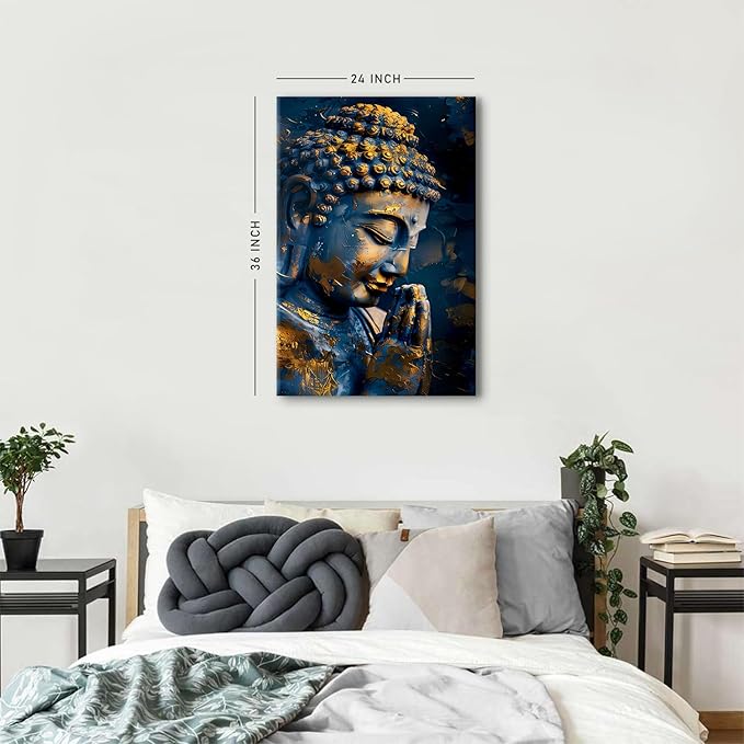 Zen Art Wall Decor Buddha Canvas Painting for Living Room Abstract Buddhist Wall Art Buddha Statue Prints Pictures Meditation Spiritual Poster Religious Artwork Bedroom Yoga Bathroom Decoration 24x36"