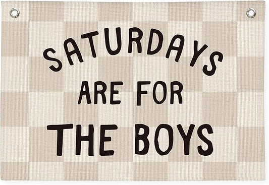 Boys Banner Flags for Bedroom, Linen Canvas Banner Wall Hanging Flag Decor for Boy Room Playroom Dorm