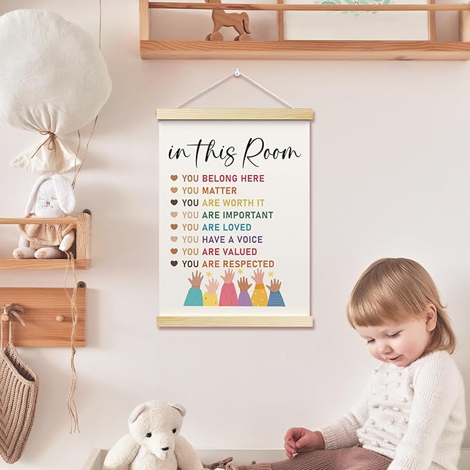 In This Room Posters Hanger Frame for Therapy Office Mental Health Hanging Poster for Nursery Classroom Decor Wall Art Decor for Homeschool Bedroom Canvas Wall Art Print 16x12 Inches - YY041