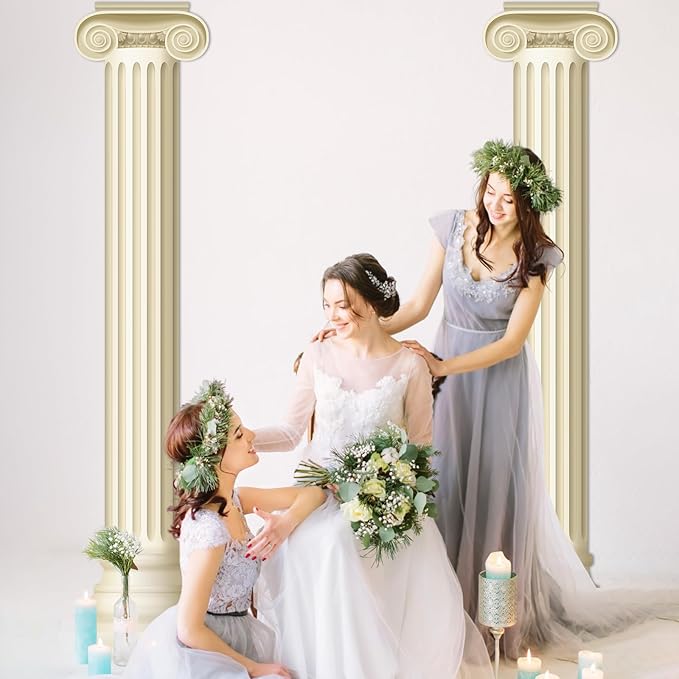 2Pcs Greek Columns Cardboard Pillars Cutouts Ancient Greek Party Decor for Birthday Medieval Renaissance Wall Photo Backdrop Photography Background Supplies