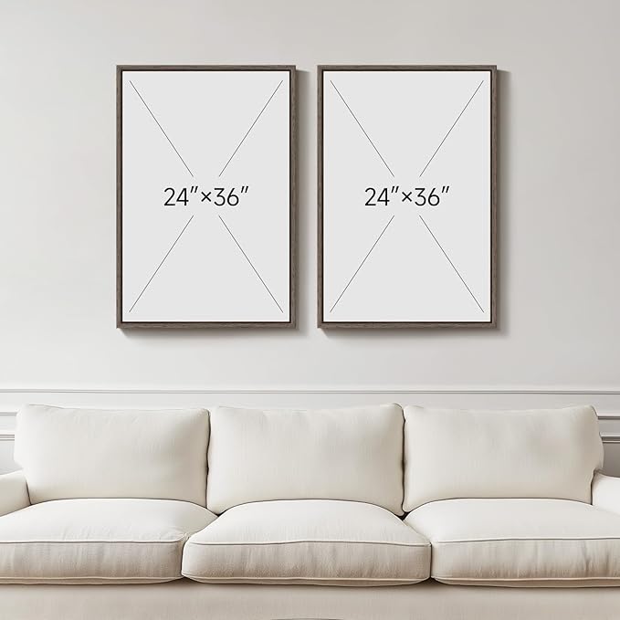 Large Framed Green Abstract Wall Art, 2 Piece Modern Canvas Art Prints Paintings, Minimalist Sage Green Abstract Pictures for Living Room, Hallway, Dining Room, Bedroom, Office Wall Decor 24x36 In