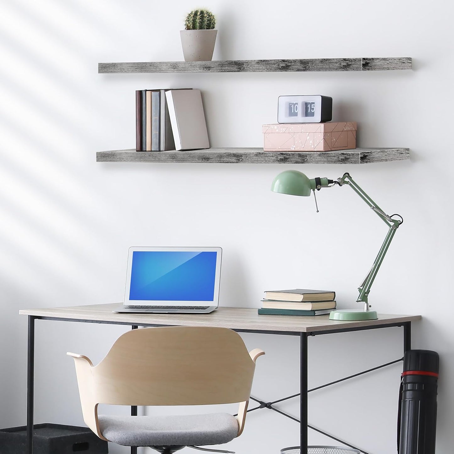 Sorbus Floating Shelves for Wall - 48 Inch Long Bathroom Shelves, Wall Decor for Bedroom, Kitchen, Living Room & Book Storage - Mounted Floating Shelf with Invisible Brackets (Gray, 3 Pack)