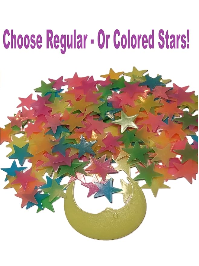 Glow in The Dark Stars - Includes Installation Material and Constellation Guide, 200 Glowstars and Bonus Moon, Only Glow Stars Stickers Powered by Our Trademarked Illumaglow2.0, Multi-Colored