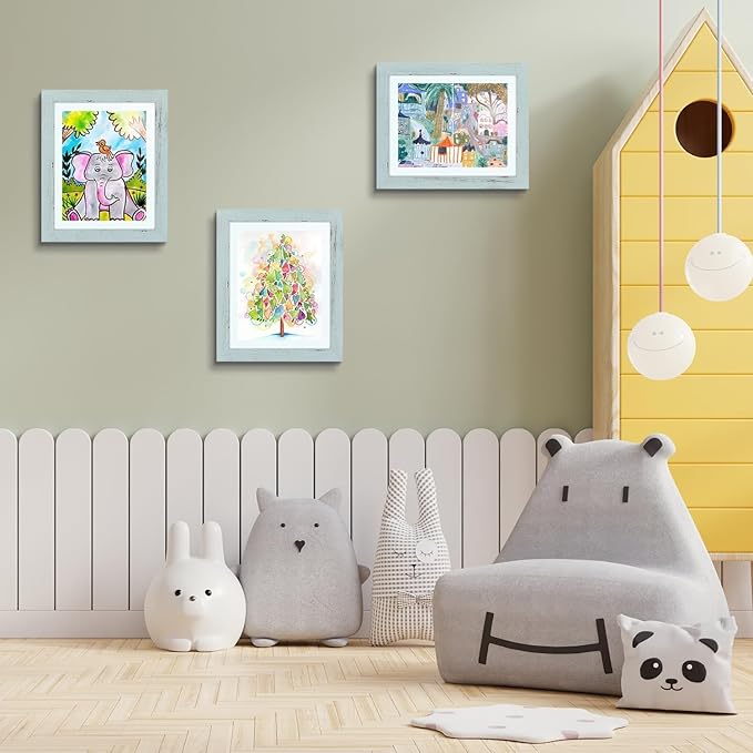 Golden State Art, 10x12.5 Kids Art Frames, Front-Opening Picture Frame Great for Kids Drawings, Artworks, Children Art Projects, Schoolwork, Home or Office (Teal Blue Set of 4)