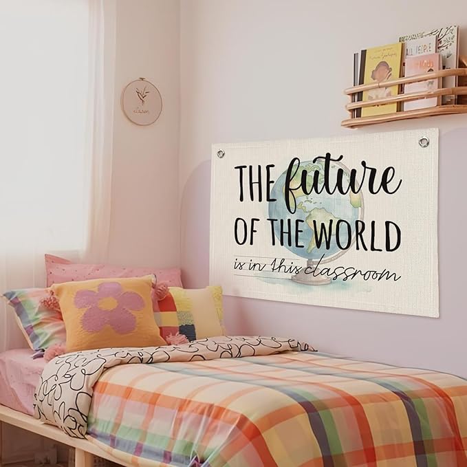 Inspirational Wall Decor, Motivational Positive Banner Posters for Teachers, Linen Banner Flag Decor for Classroom School Kids Bedroom Playroom Nursery
