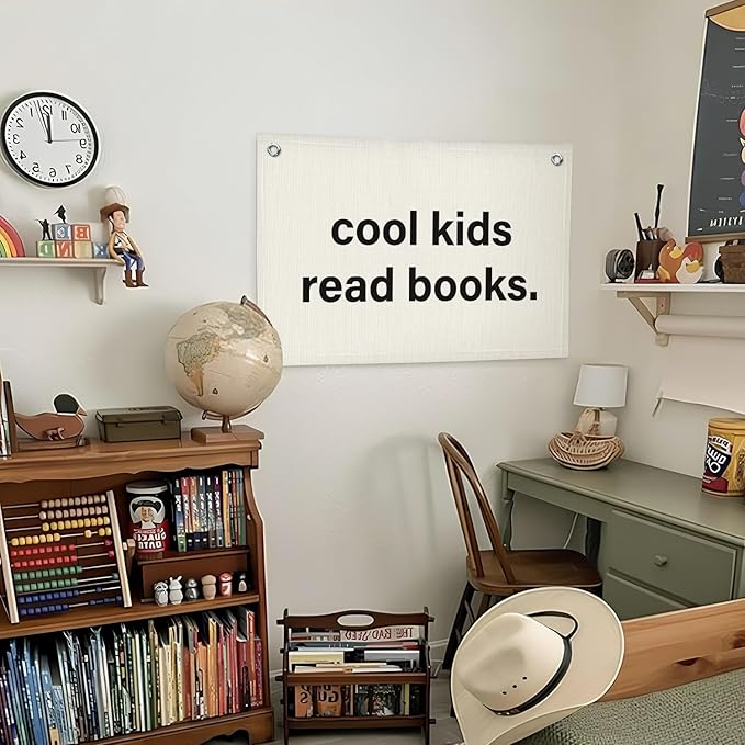 Lacama Cool Kids Read Books Banner, Reading Corner Decor for Classroom Flags Banners, Read Sign Wall Hanging Banner Flag Decor for Reading Nook,30x20 Inch