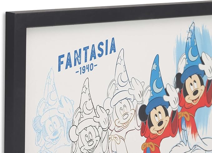 Disney Fantasia Framed Wood Wall Decor - Classic Mickey Mouse Wall Art for Home or Office