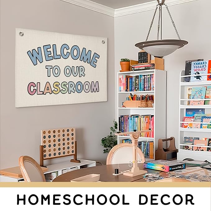 Boho Classroom Decor, Welcome Sign for Classroom-First Day of School Banner Teacher Gifts, Back To School Banner Wall Decor for Kindergarten Perschool Classroom Must Haves 20x30