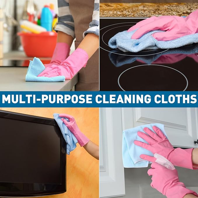 Microfiber Cleaning Cloths-15 Pack, Cleaning Rags, Microfiber Towels for Cars, Home 5 Colors Assorted (12x12 inches)