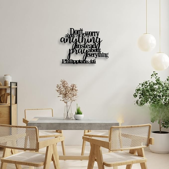 LIYOUYA Philippians4:6 Metal Wall Decor - Bible House Decor Black Wall Art Home Decor for Living Room, Bedroom, Dining Room (Black)