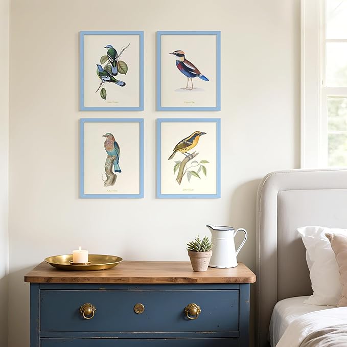 upsimples 11x14 Picture Frame Set of 5, Display Pictures 8x10 with Mat or 11x14 Without, Wall Gallery Photo Frames, Blue