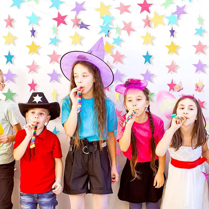 Patelai Glitter Star Garland Banner 2026 Graduation Decor 130 Feet Star Hanging Banner Twinkle Backdrop for Party Birthday Classroom Wedding Supplies(Macaron Color)