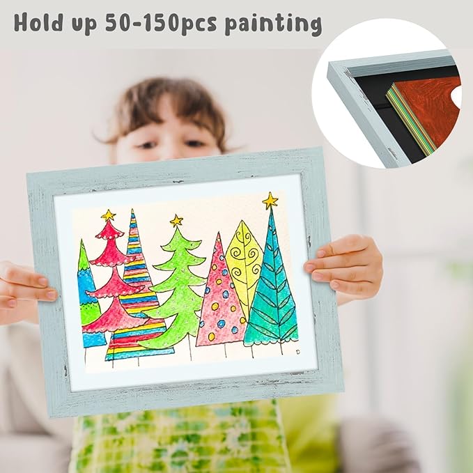 Golden State Art, 10x12.5 Kids Art Frames, Front-Opening Picture Frame Great for Kids Drawings, Artworks, Children Art Projects, Schoolwork, Home or Office (Teal Blue Set of 4)