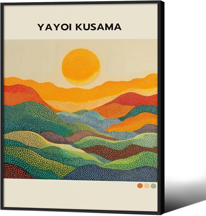 Yayoi Kusama1986 Wall Art Japanese Gallery Exhibition Wall Decor Yayoi Kusama Poster Abstract Landscape Canvas Print for Japanese Home Bedroom Decorations Artwork11x14in Black Framed