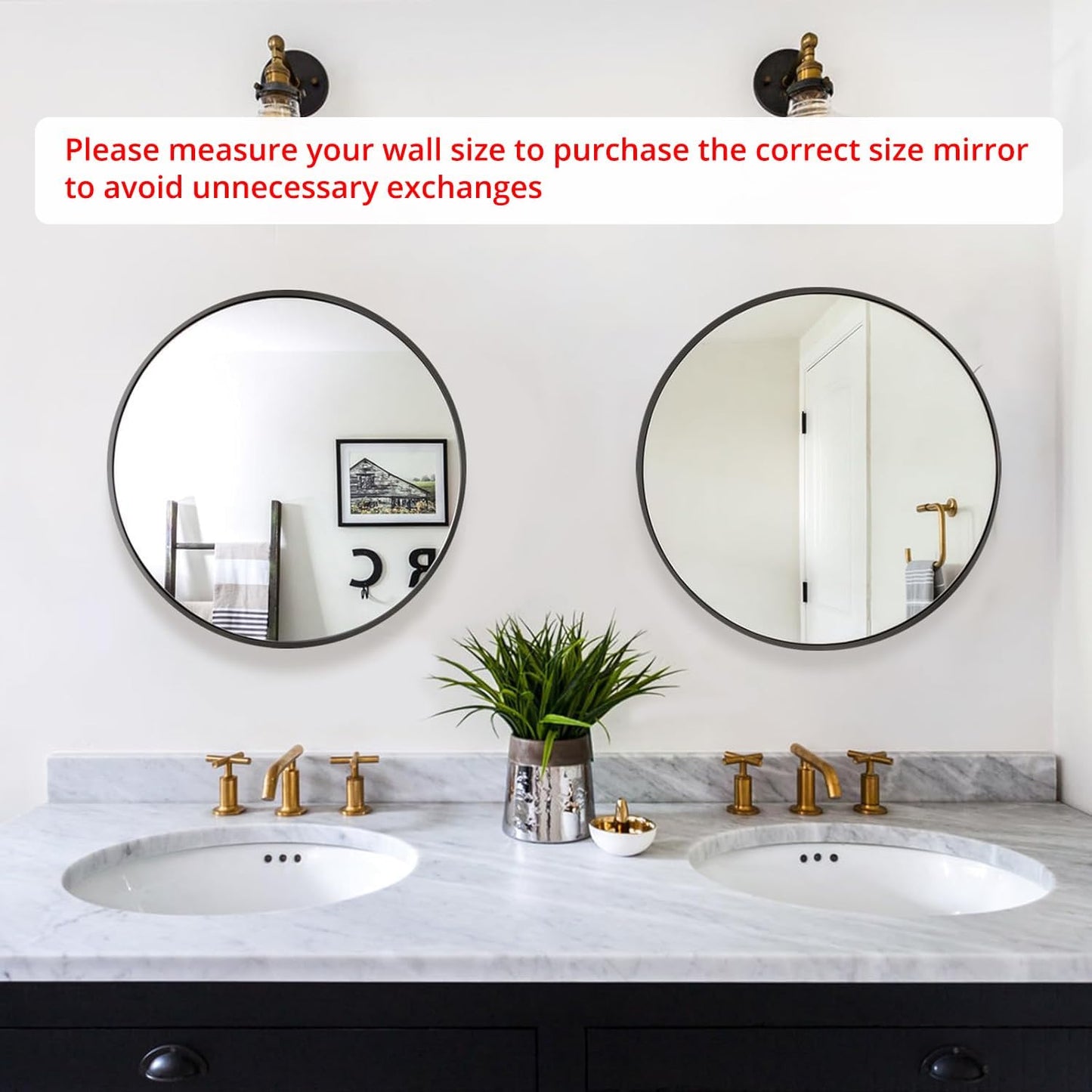 Fabuday Black Circle Mirror for Wall 20 inch - Round Mirrors for Bathroom, Entryway, Living Room, Hallway, Bedroom Decor, Small Matte Framed