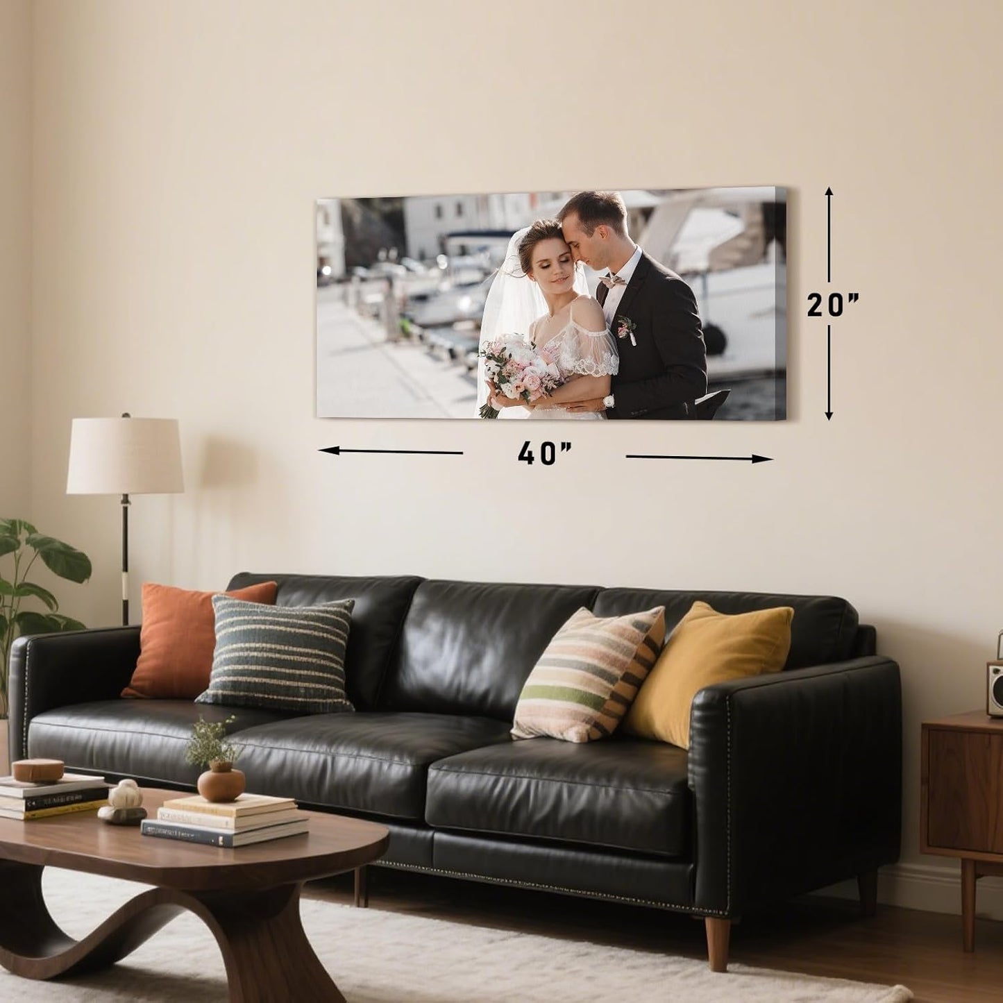 Personalized Custom Canvas Prints with Your Photos & Text, Customized Picture Print, Transform Own Images Into Framed Wall Art Digitally Printed Photo to Canvas, Keepsakes Gifts for Family 32x16’’