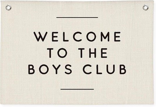Boys Club Banner, Boys Playroom Kids Room Decor, Playroom Essentials, Linen Banner Kids Tapestry Wall Hanging Flag Decor for Toddler Boy Nursery