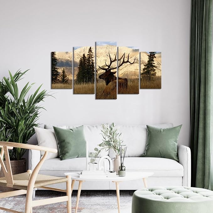 VVOVV Wall Decor - Deer In Autumn Forest Painting Giclee Prints Wildlife Pictures Animal Elk Poster Canvas Art Wall Decor Modern Framed Artwork