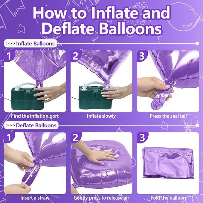 NISOCY 25PCS Purple and Light Purple Square Foil Balloons Wall Backdrop Double Sided Dark Purple and Purple Balloons Arch Kit for Birthday Anniversary Wedding Baby Bridal Shower Party Decorations