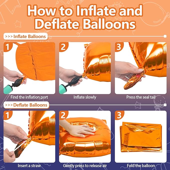 NISOCY 25PCS Navy Blue and Orange Square Foil Balloons Wall Backdrop Double Sided Orange Navy Blue Balloons Arch Kit for Birthday Graduation Anniversary Baby Shower Kids Party Decorations