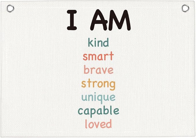Positive Affirmations Wall Hanging Banner Flag Inspirational Decor for Office Toddler Playroom Nursery Study Room Trendy Room Motivational Quotes