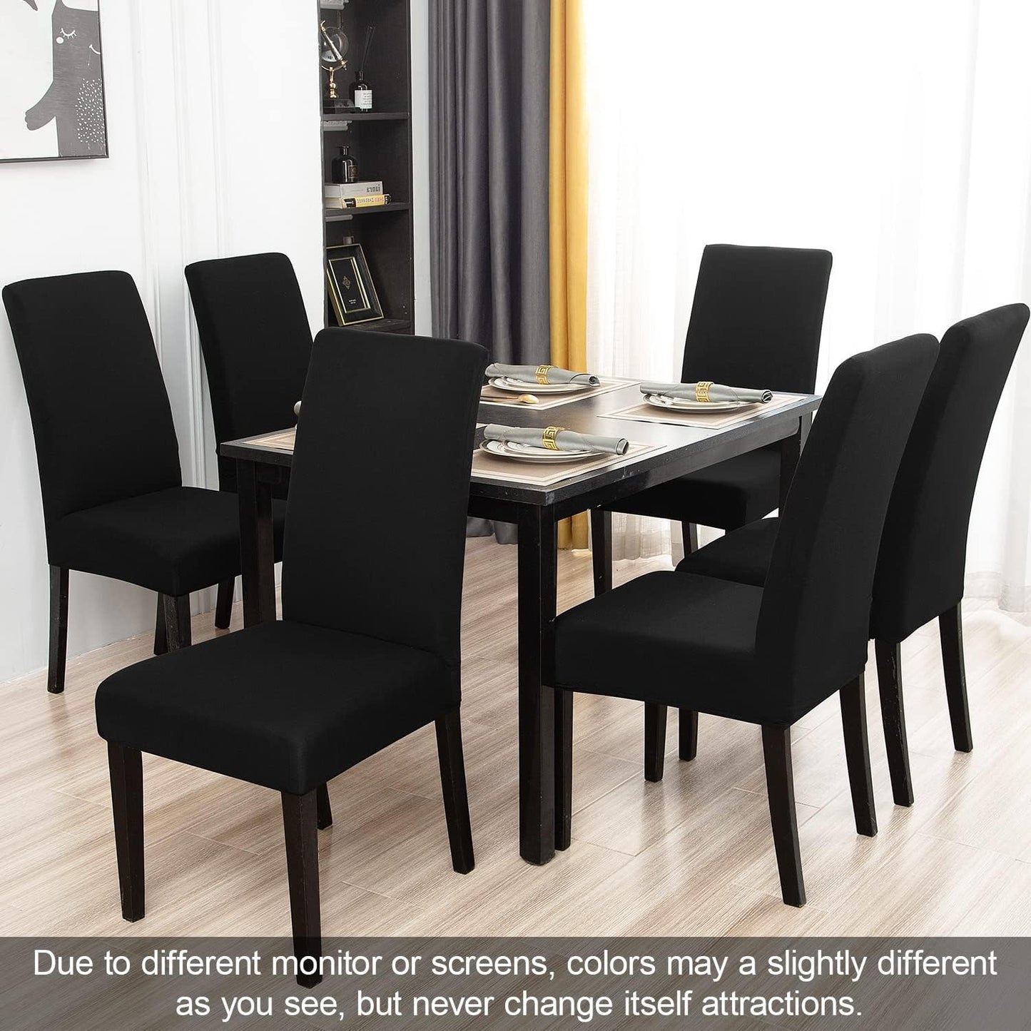 JQinHome Dining Chair Covers Dining Room Chair Slipcovers, High Stretch Removable Washable Parsons Chair Slipcover for Home Party Hotel Wedding Ceremony (Black)