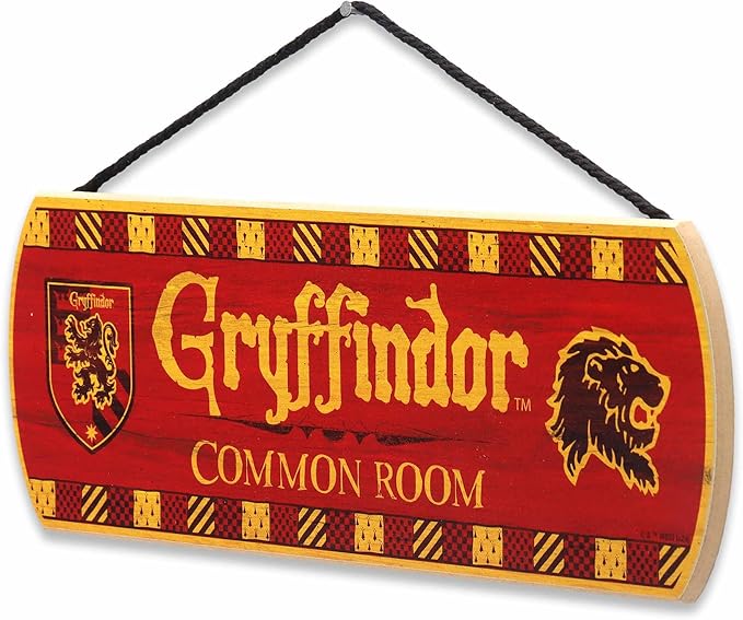 Harry Potter Gryffindor Common Room Hanging Wood Wall Decor - Fun Gryffindor Sign for Teen Bedroom or Movie Room